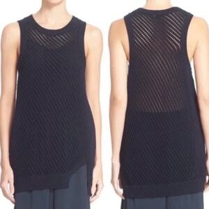 Vince Diagonal Mesh Cotton Vest/Tunic - Size M